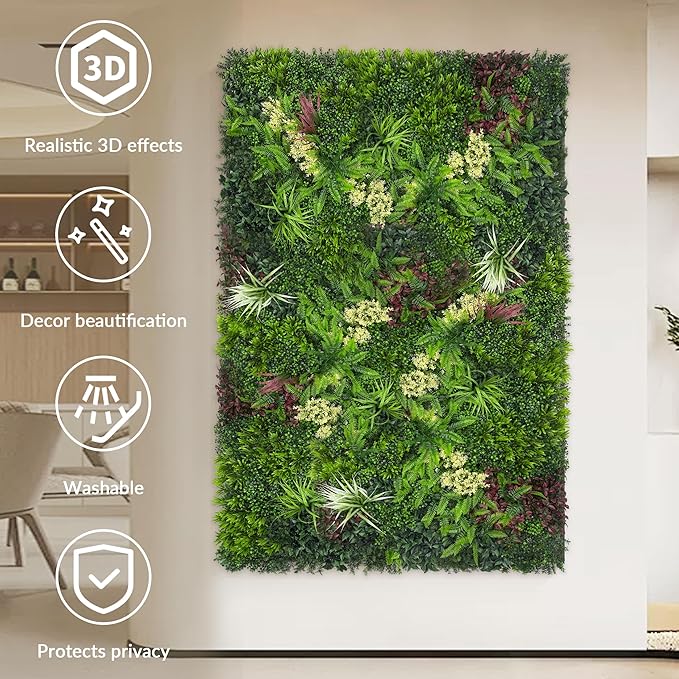 Artificial Ivy Wall Boxwood Roll: 40"x120" UV Resistant Green Leaves Faux - Image 3
