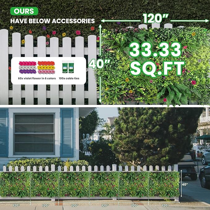 Artificial Grass Wall Roll 40"x120", 3D Green Grass Wall - Image 8