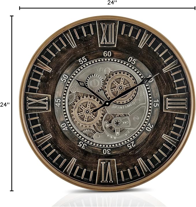 CLXEAST 24 Inch Large Moving Gear Wall Clock - Image 10