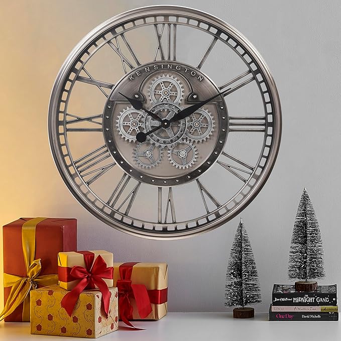 CLXEAST 28 Inch Original Real Moving Gear Wall Clock Roman Numerals, Oversized - Image 8