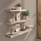 Long Live Edge Floating Shelf, 55 Inch Solid Elm Wood - Image 2