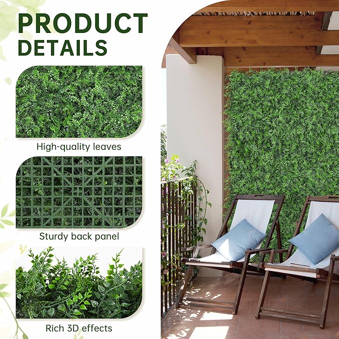 Artificial Green Wall Panels: 60"x120" Boxwood Hedge Green Wall Decor Backdrop - Image 3