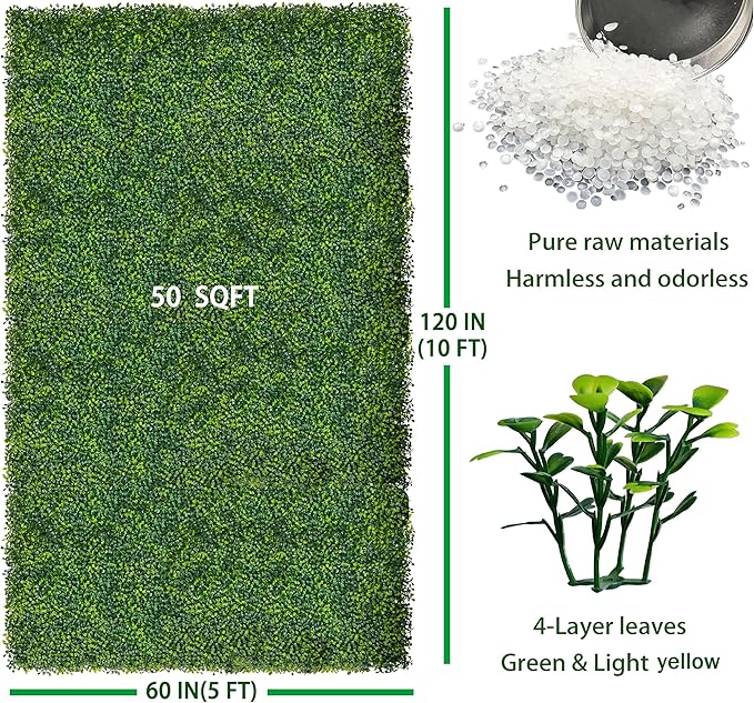 ODTORY Artificial Boxwood Roll Panels: 5FT X 10FT UV-Anti Artificial Ivy - Image 2