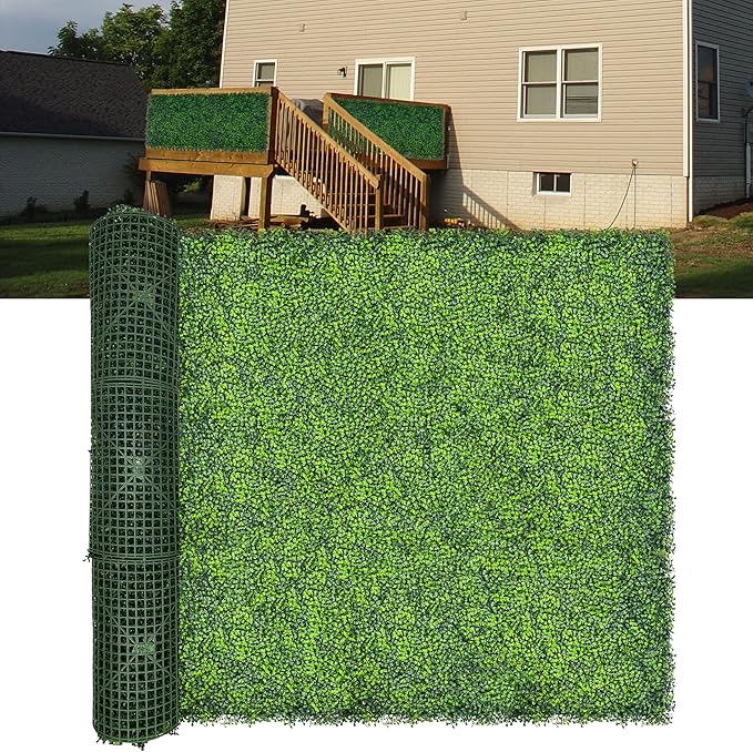 Artificial Boxwood Roll Panels: 60"x 140" UV-Anti Faux Ivy Leaves Grass Wall by DOPGIB