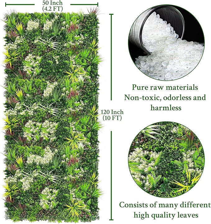 ODTORY Artificial Plant Wall Panels: 50"×120" UV-Anti Faux Grass Wall Backdrop - Image 2