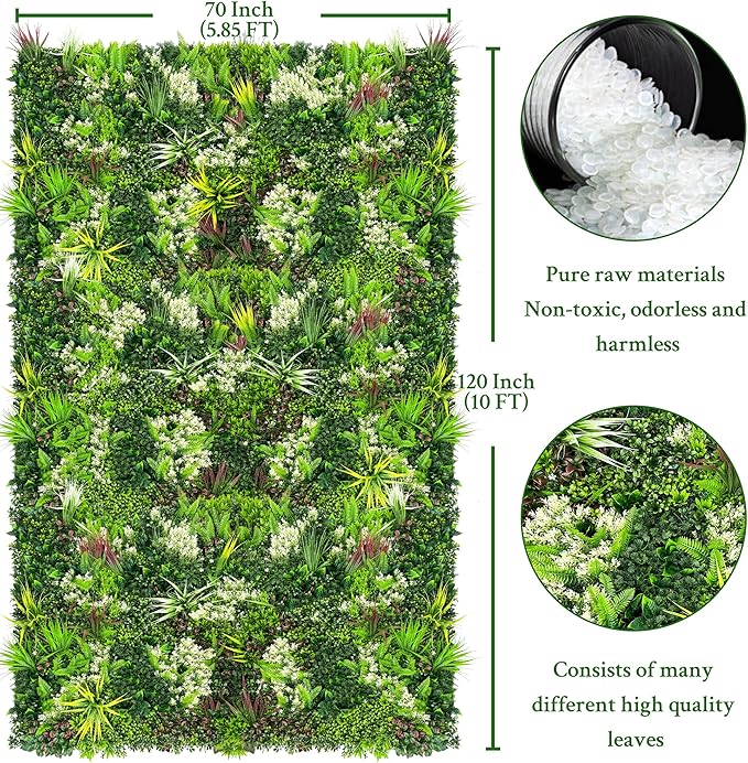 ODTORY Artificial Plant Wall Panels: 70"×120" UV-Anti Faux Grass Wall Backdrop - Image 2