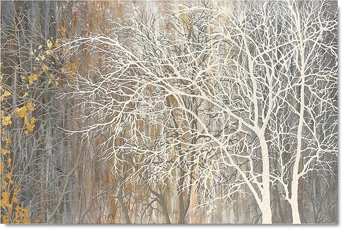 Yihui Arts White Birch Trees Painting 3D Canvas Art On Canvas Abstract Artwork - Image 2