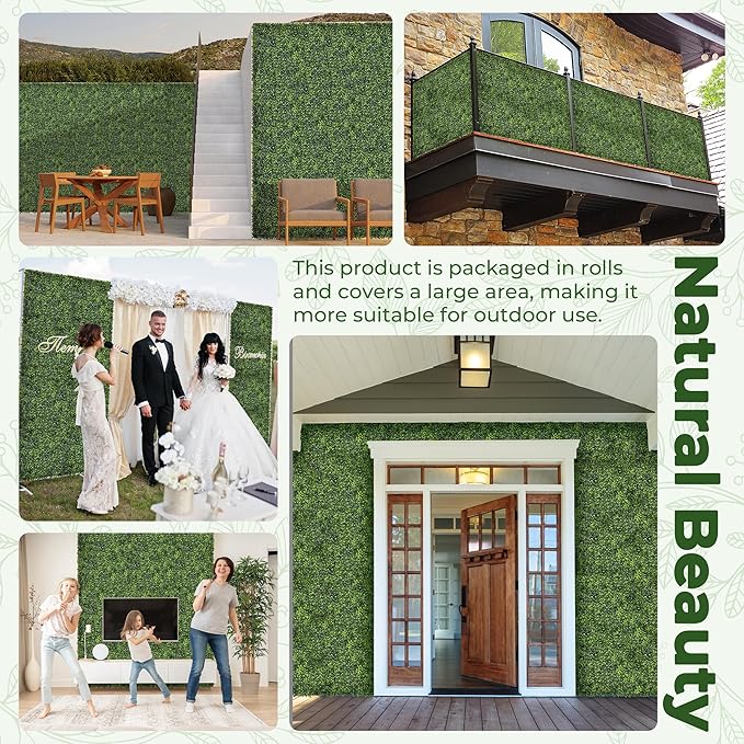 Artificial Boxwood Backdrop Roll: 48"x144" UV-Anti Greenery Faux Grass Hedge - Image 6