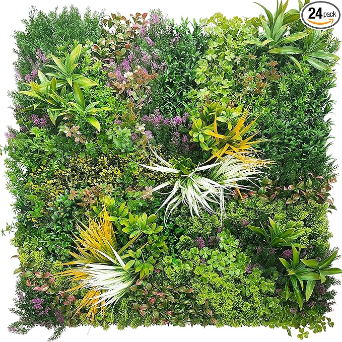 ODTORY Artificial Greenery Grass Wall Panels: 20"x 20" 24P UV-Anti Faux Ivy by ODTORYHOME