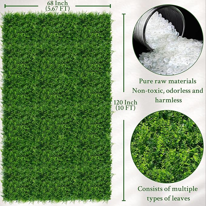 ODTORY Artificial Plants Hedge Wall Panels：68x120 Inch UV-Anti Greenery Boxwood - Image 2
