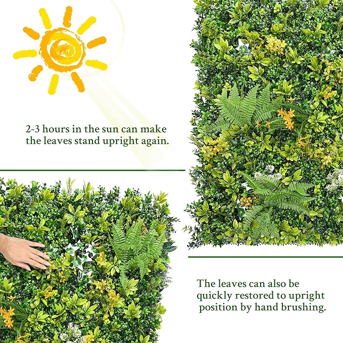ODTORY Artificial Boxwood Hedges Panels Roll:54'' x 120'' UV-Anti Faux - Image 7