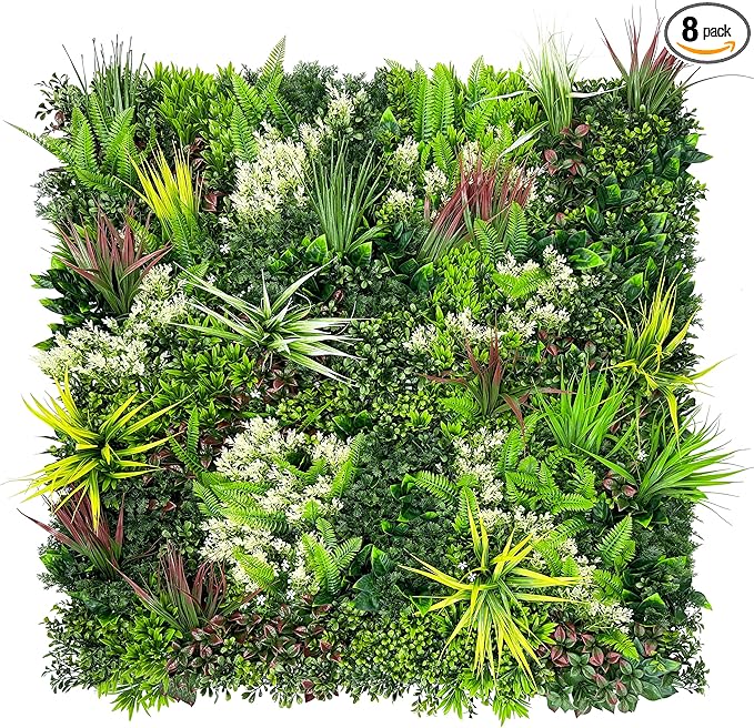 ODTORY Artificial Plant Wall Panels: 20"×20" 8P UV-Anti Faux Grass Wall by ODTORYHOME